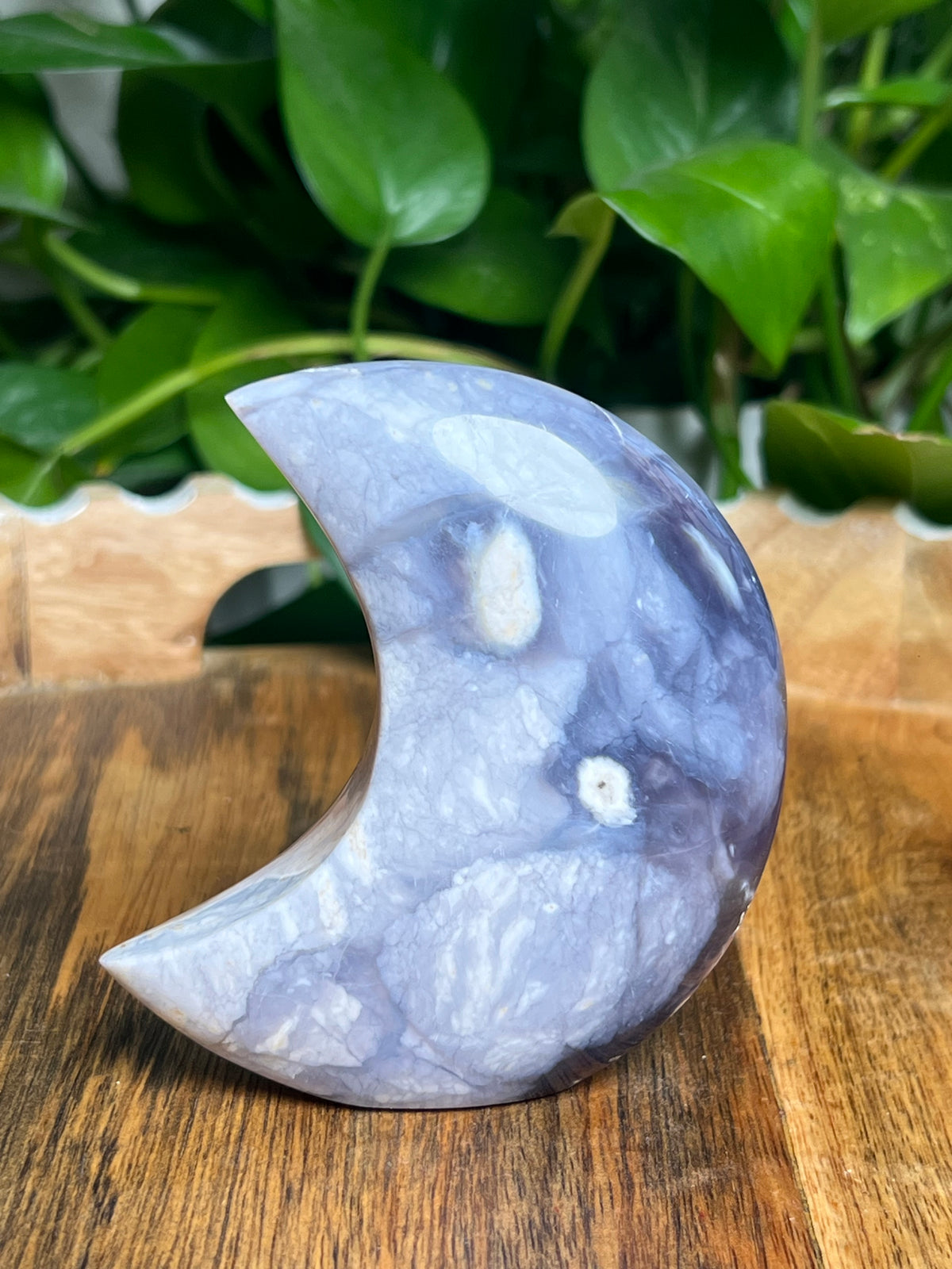 Purple Chalcedony Self-Standing Moon: AA