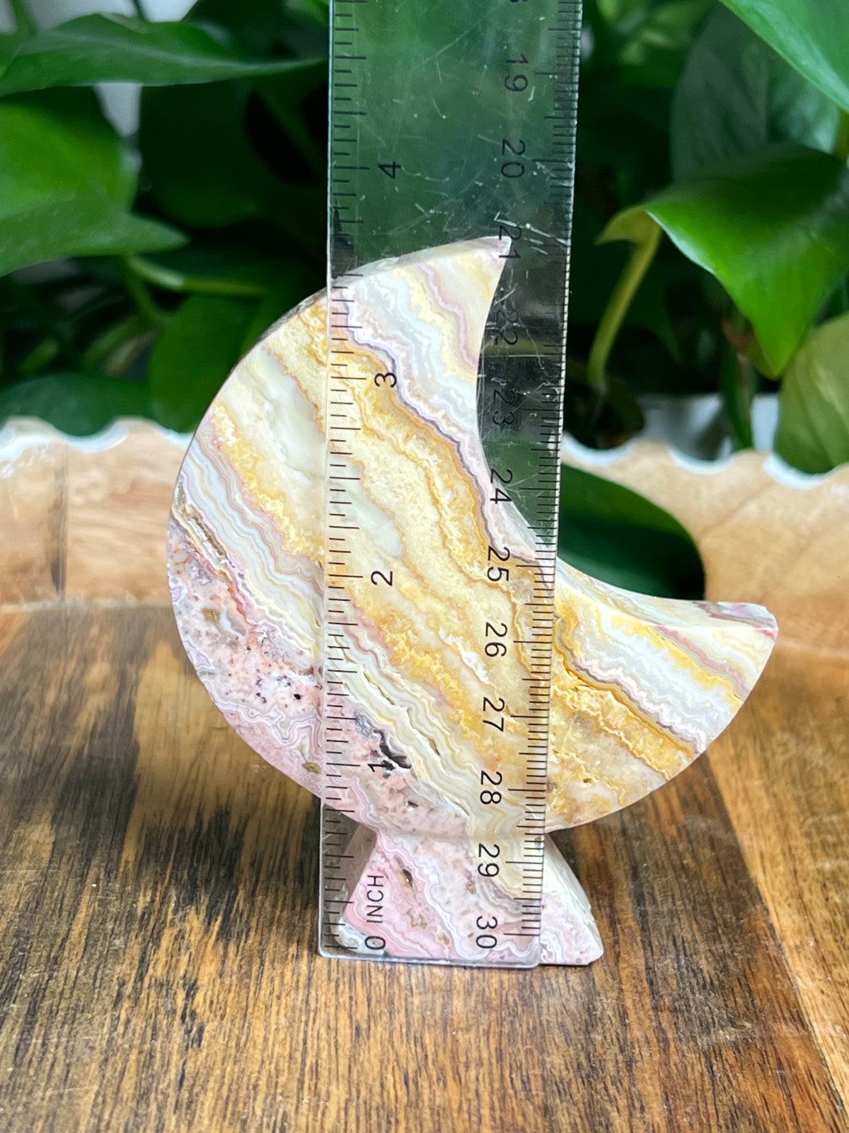 Crazy Lace Agate Self Standing Moon: E