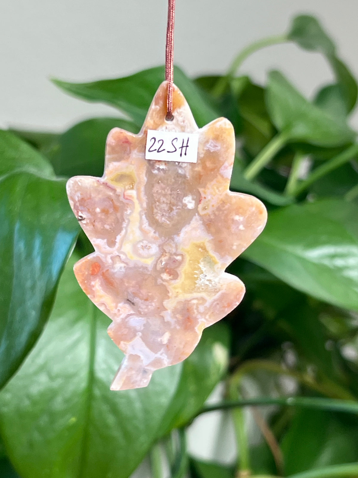 Sumatra Plume Agate Leaf Ornaments