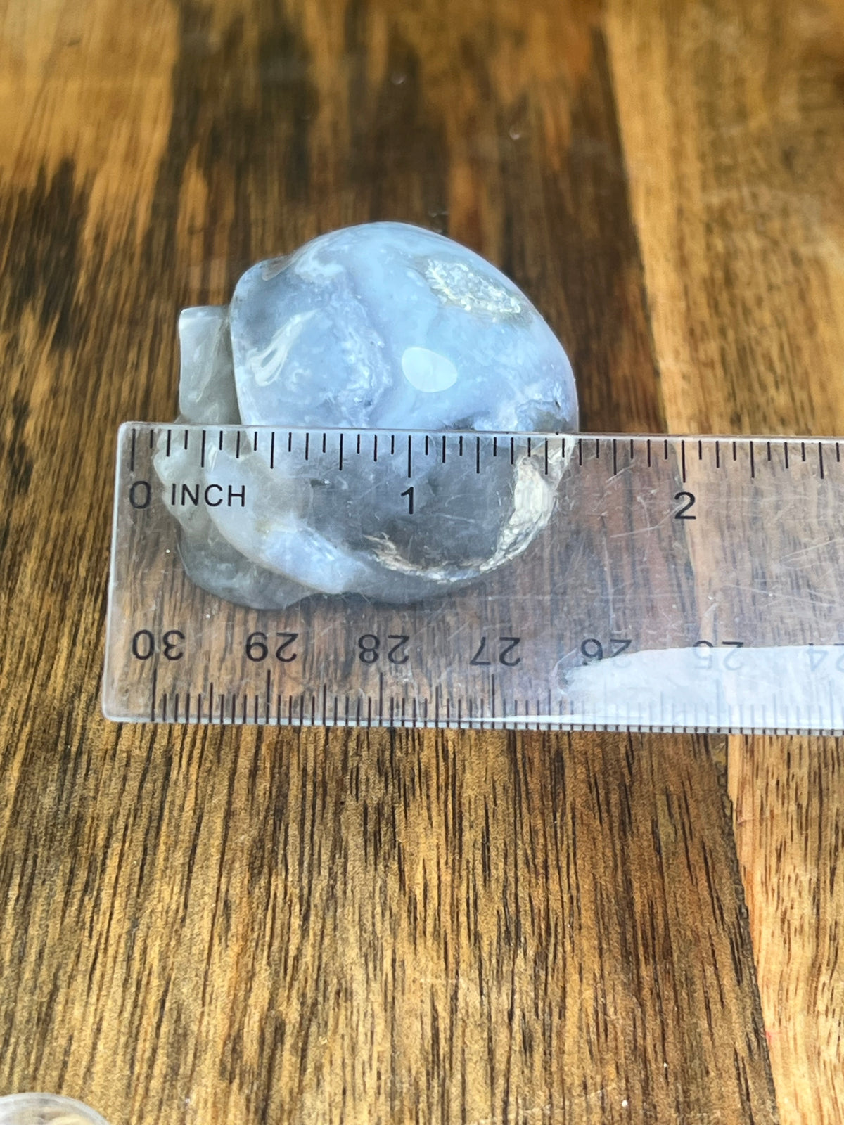 Blue Plume Agate Skull: G