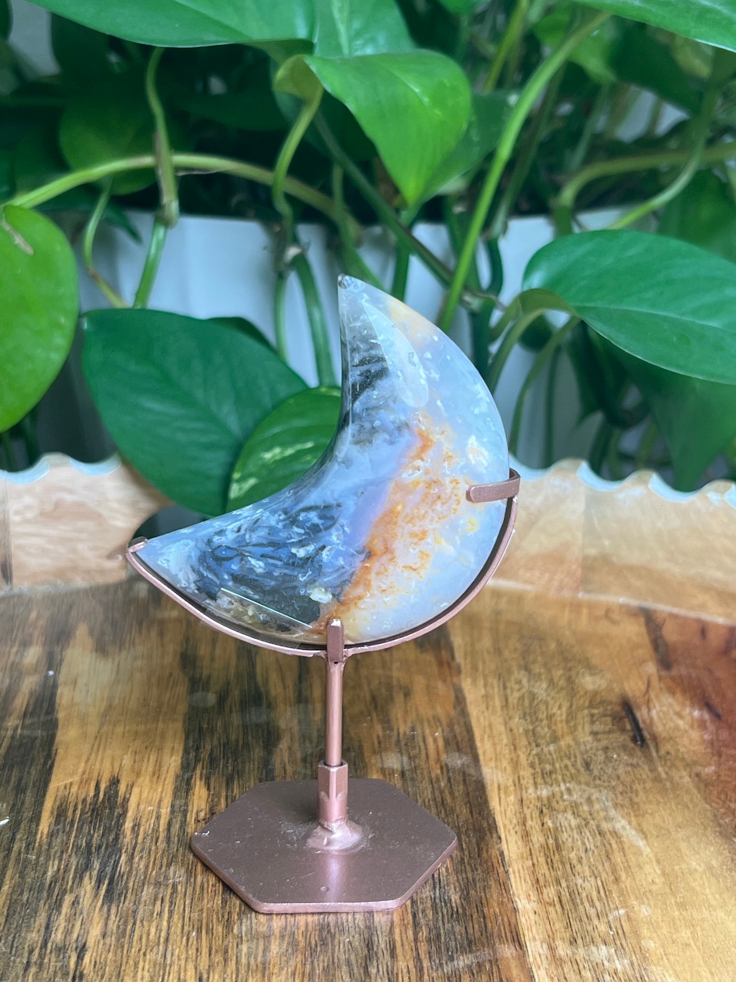 Rainbow Plume Agate Moon: RA