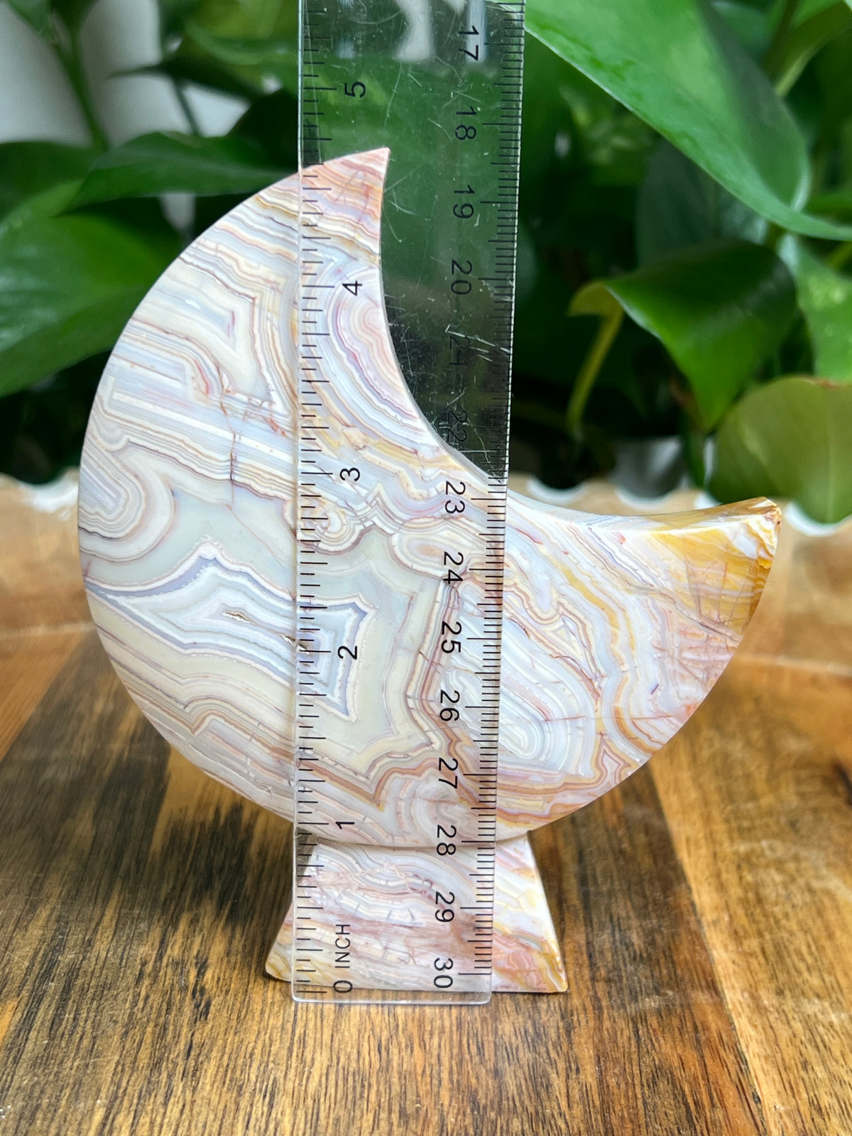Crazy Lace Agate Self Standing Moon: KG