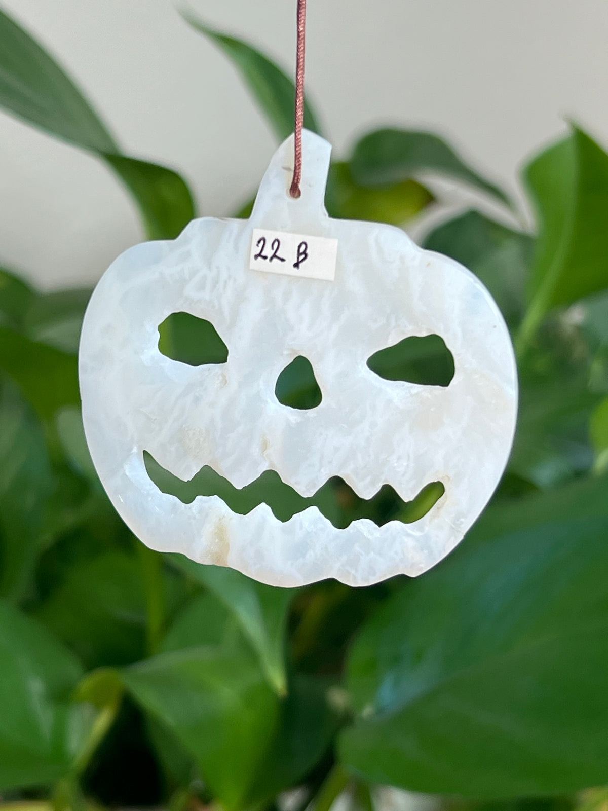 White Plume Agate Jack-O-Lantern Ornaments