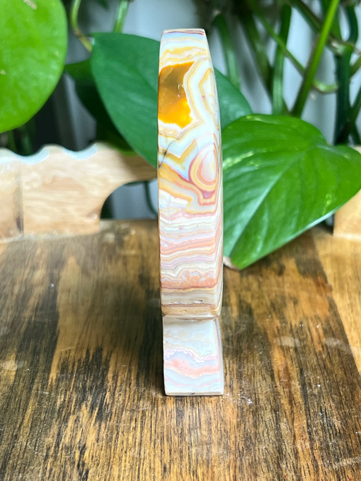 Crazy Lace Agate Self-Standing Moon: PB