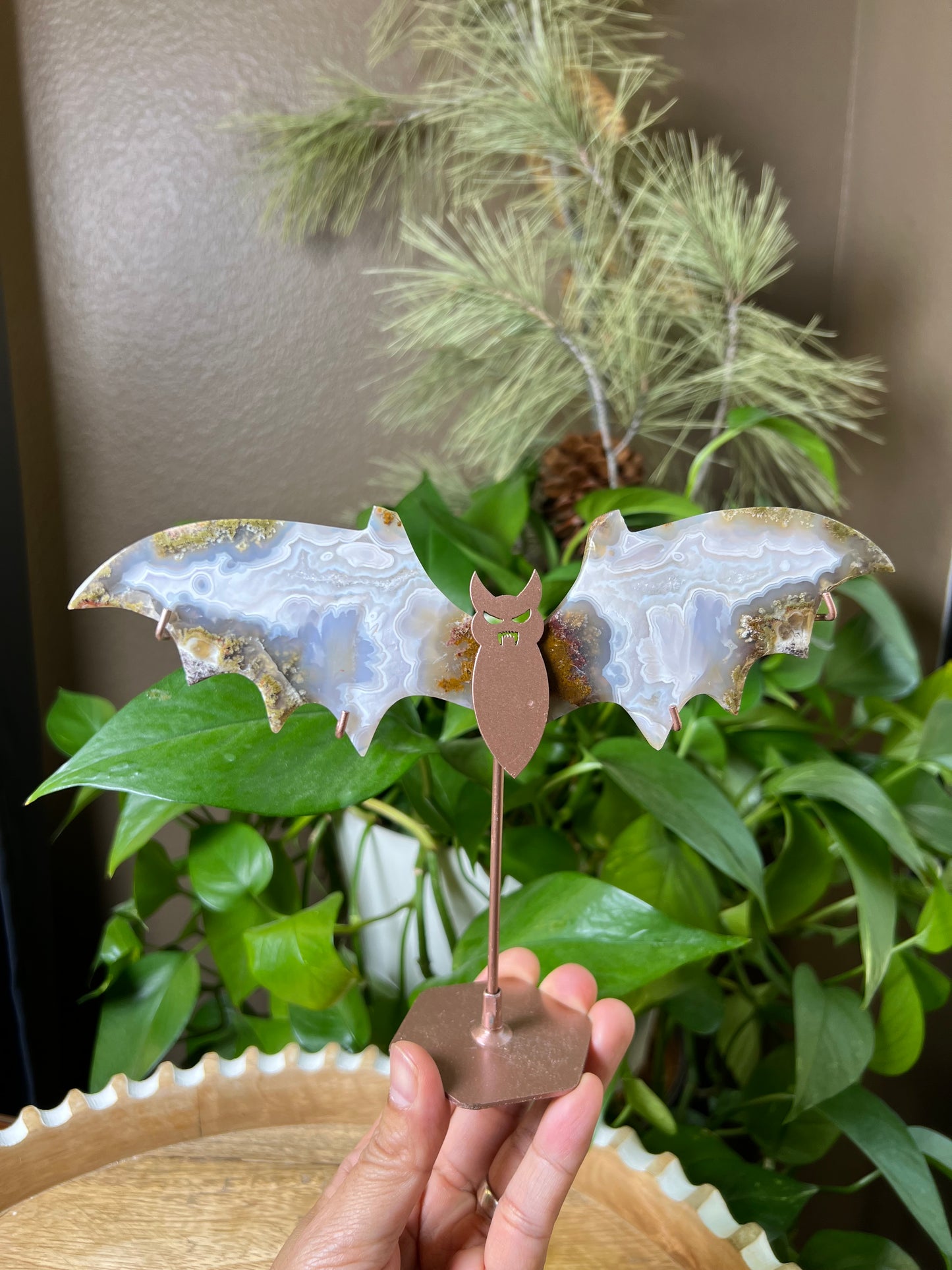 Scenic Moss Agate Bat Wings: BL