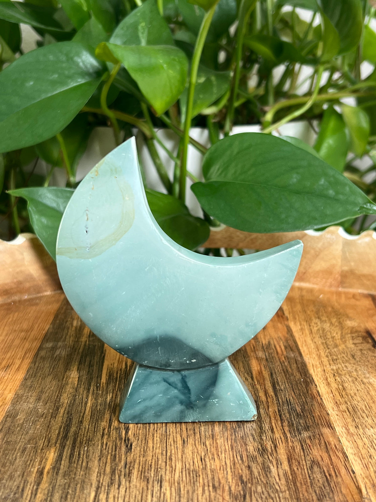 Blue Green Jasper Self-Standing Moon: AA