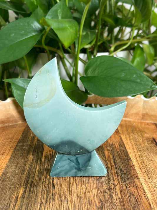 Blue Green Jasper Self-Standing Moon: AA