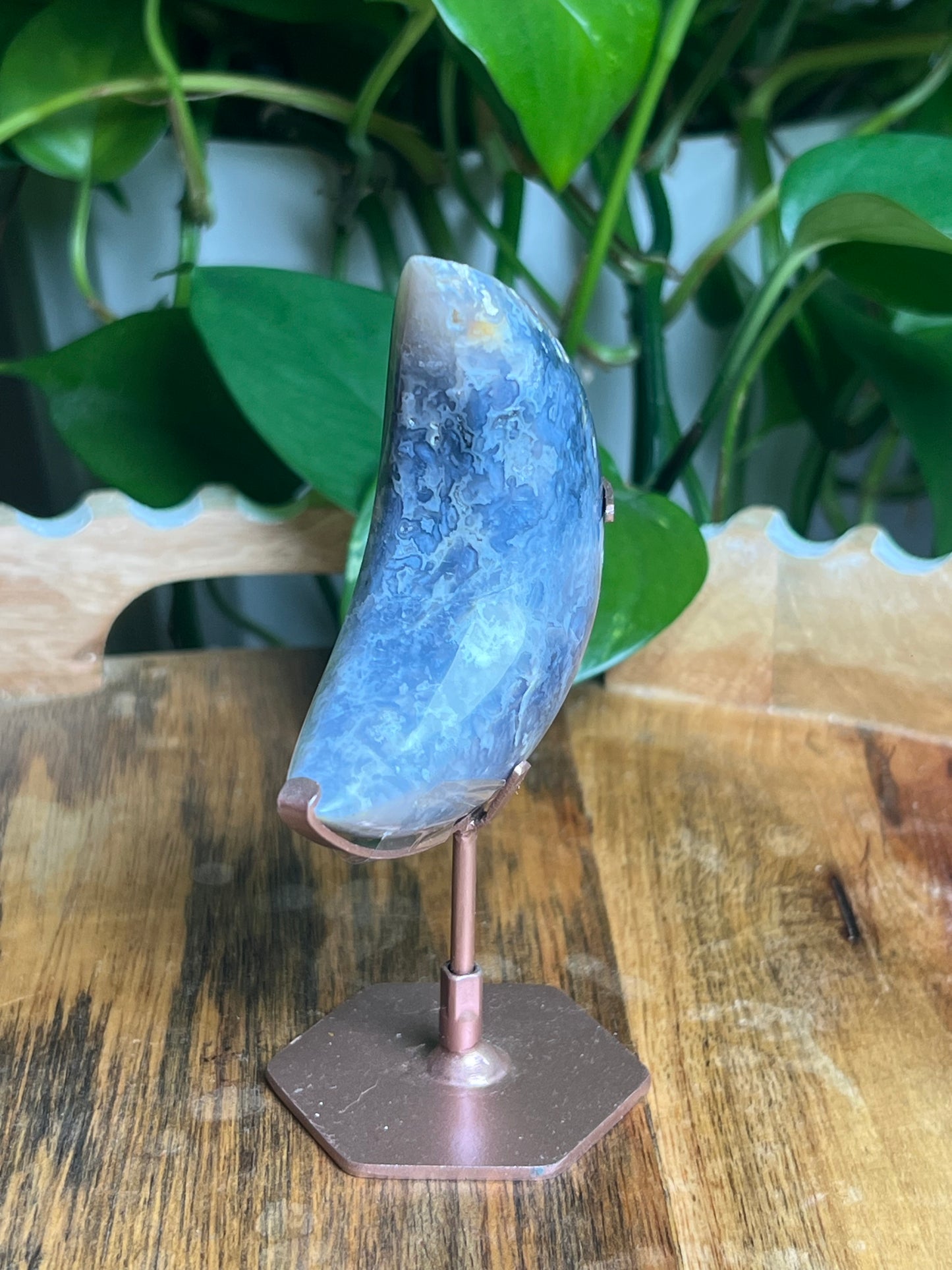 Blue Plume Agate Mini Puffy Moon: VK