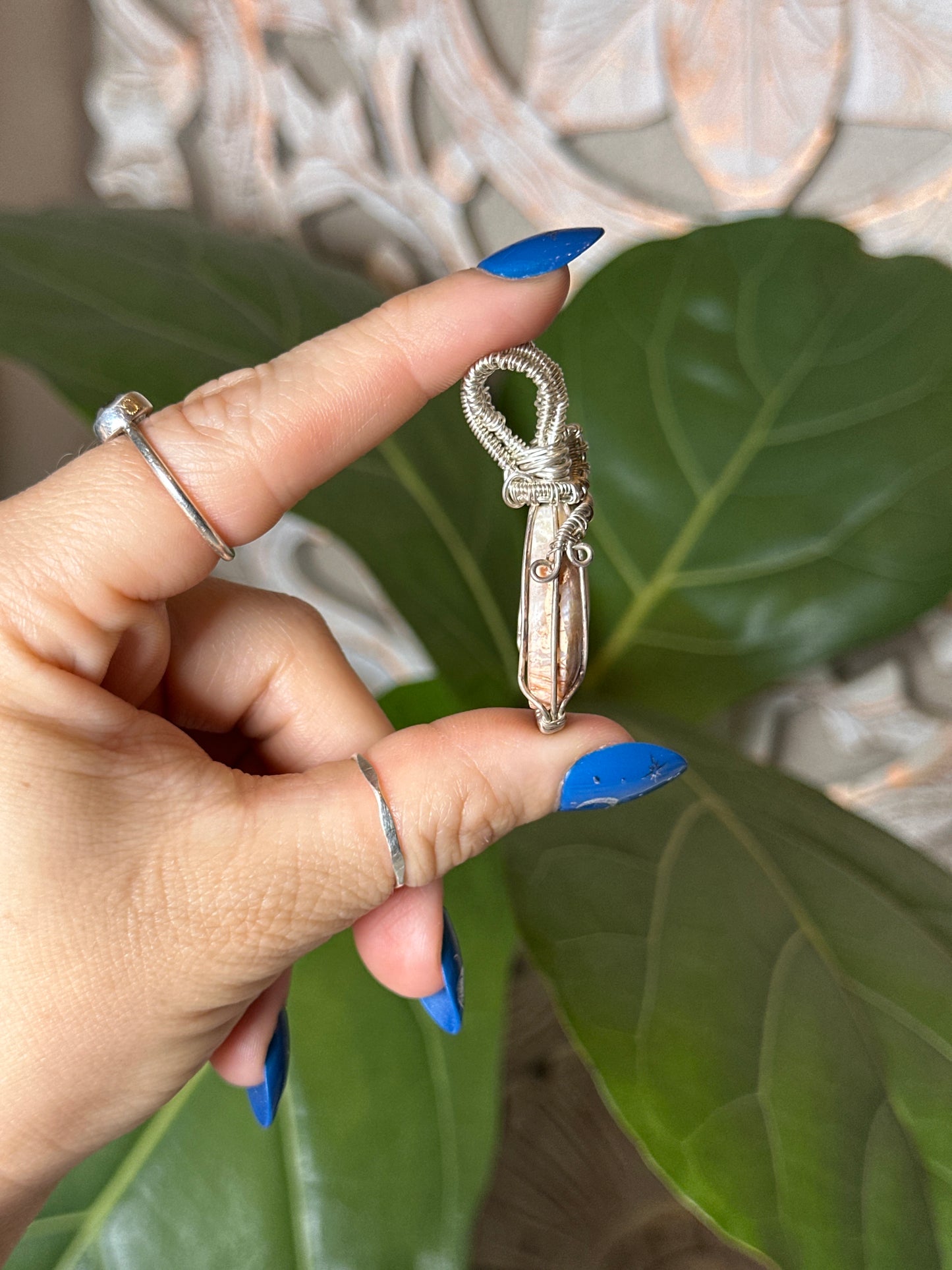 Crazy Lace Agate Oval Wire Wrapped Necklace