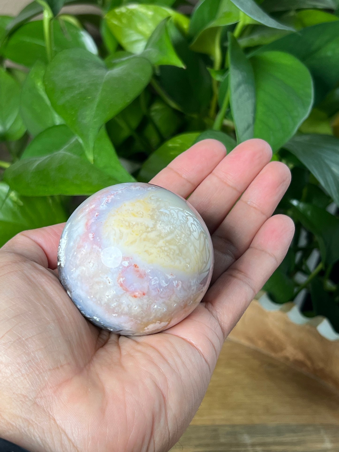Rainbow Plume Agate Sphere