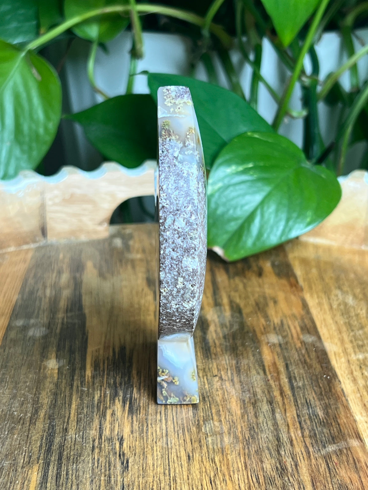 Scenic Moss Agate Self-Standing Moon: PZ