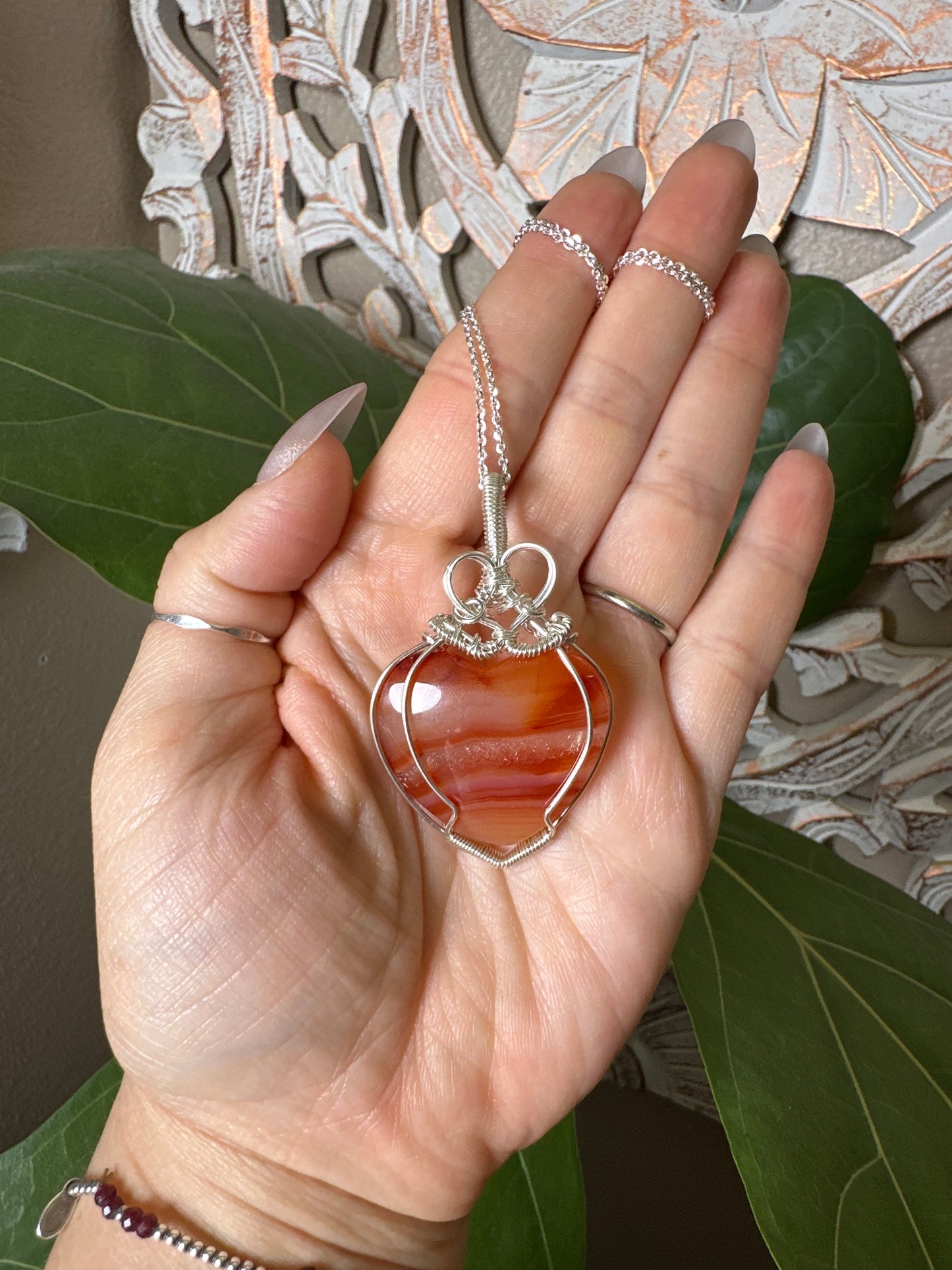 Carnelian Wire Wrapped Necklace