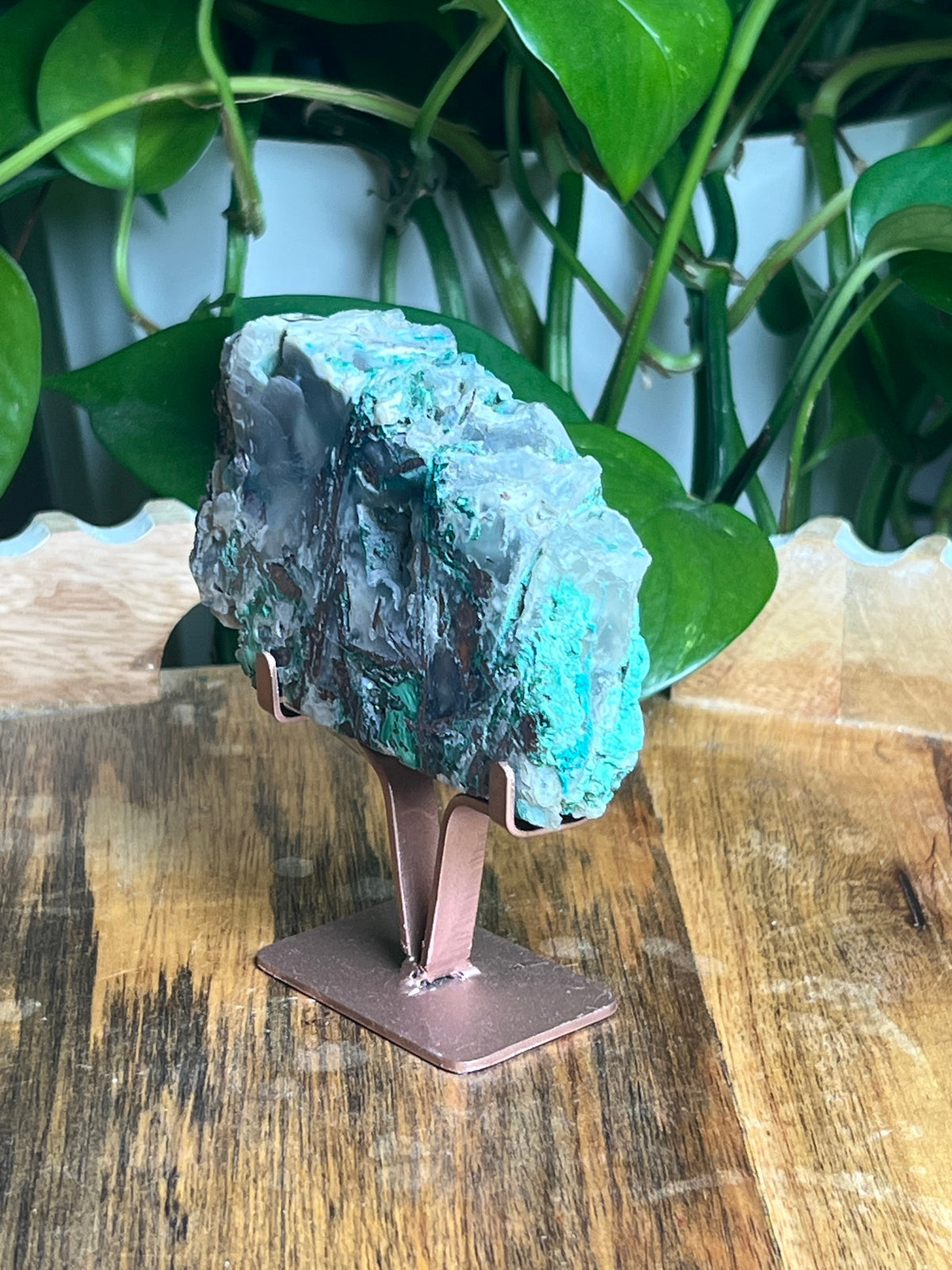 Copper In Malachite Chrysocolla and Chalcedony Slab: N