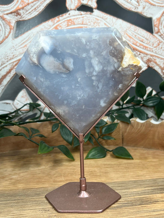 Blue Grey Lace Agate Diamond