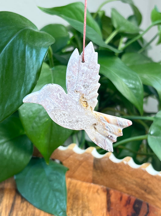 Sumatra Plume Agate Hummingbird Ornaments
