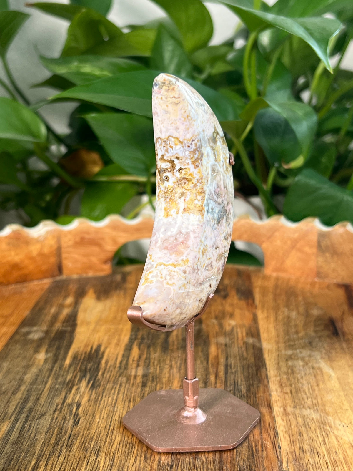 Sea Jasper On Metal Stand Puffy Moon: Pi