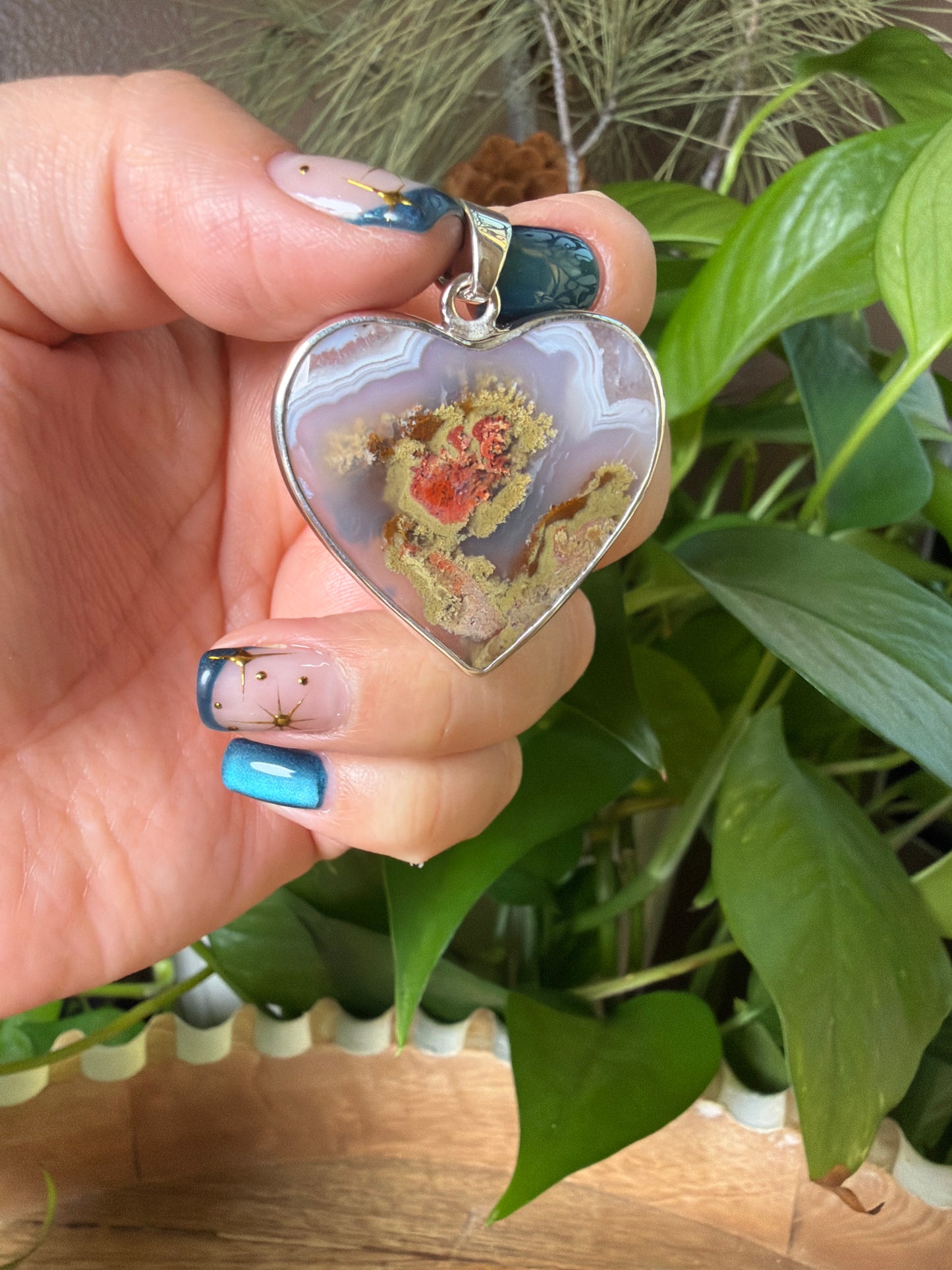 Scenic Moss Agate Heart Pendant