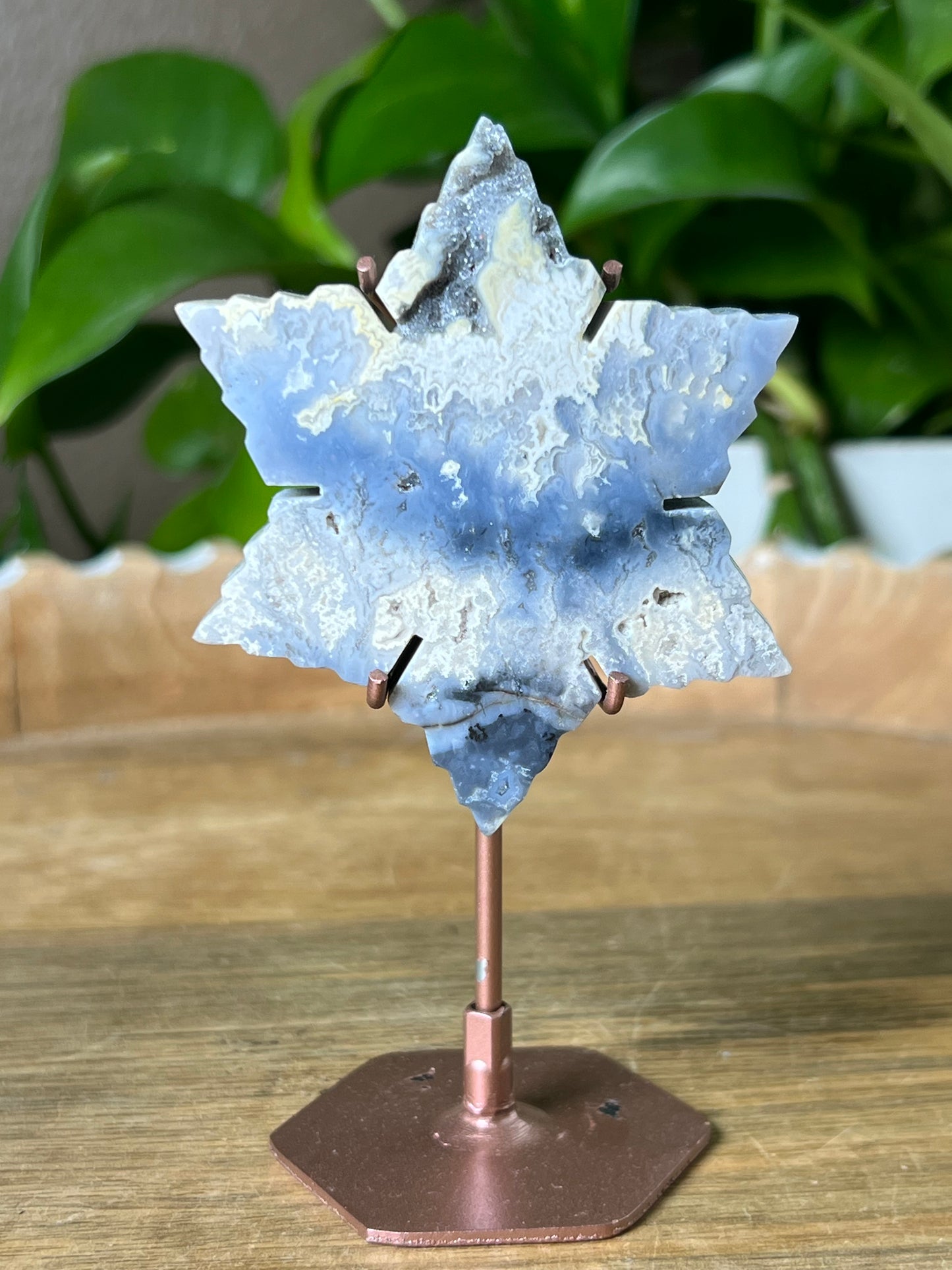 Blue Plume Agate Snowflake