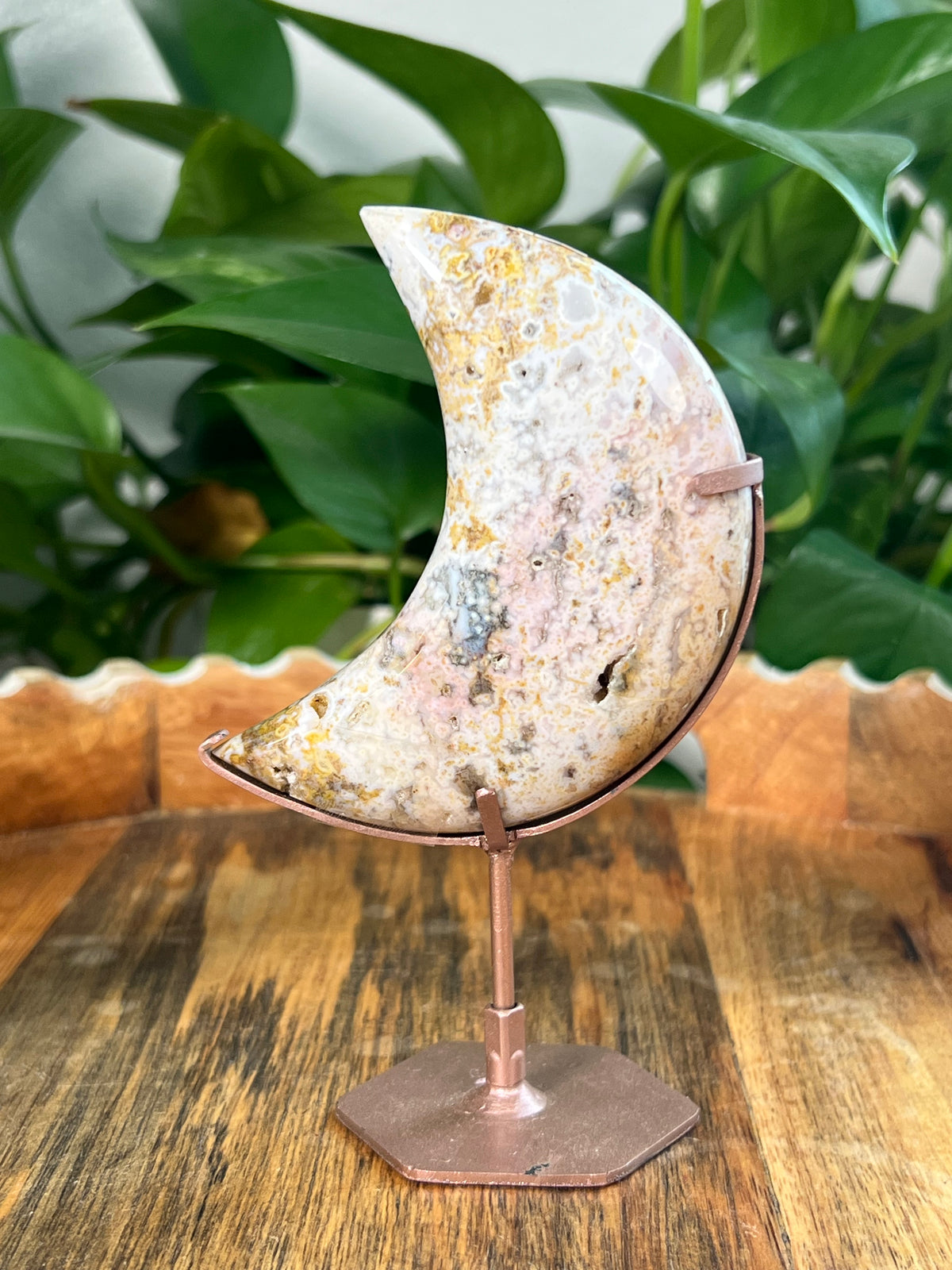 Sea Jasper On Metal Stand Puffy Moon: PA