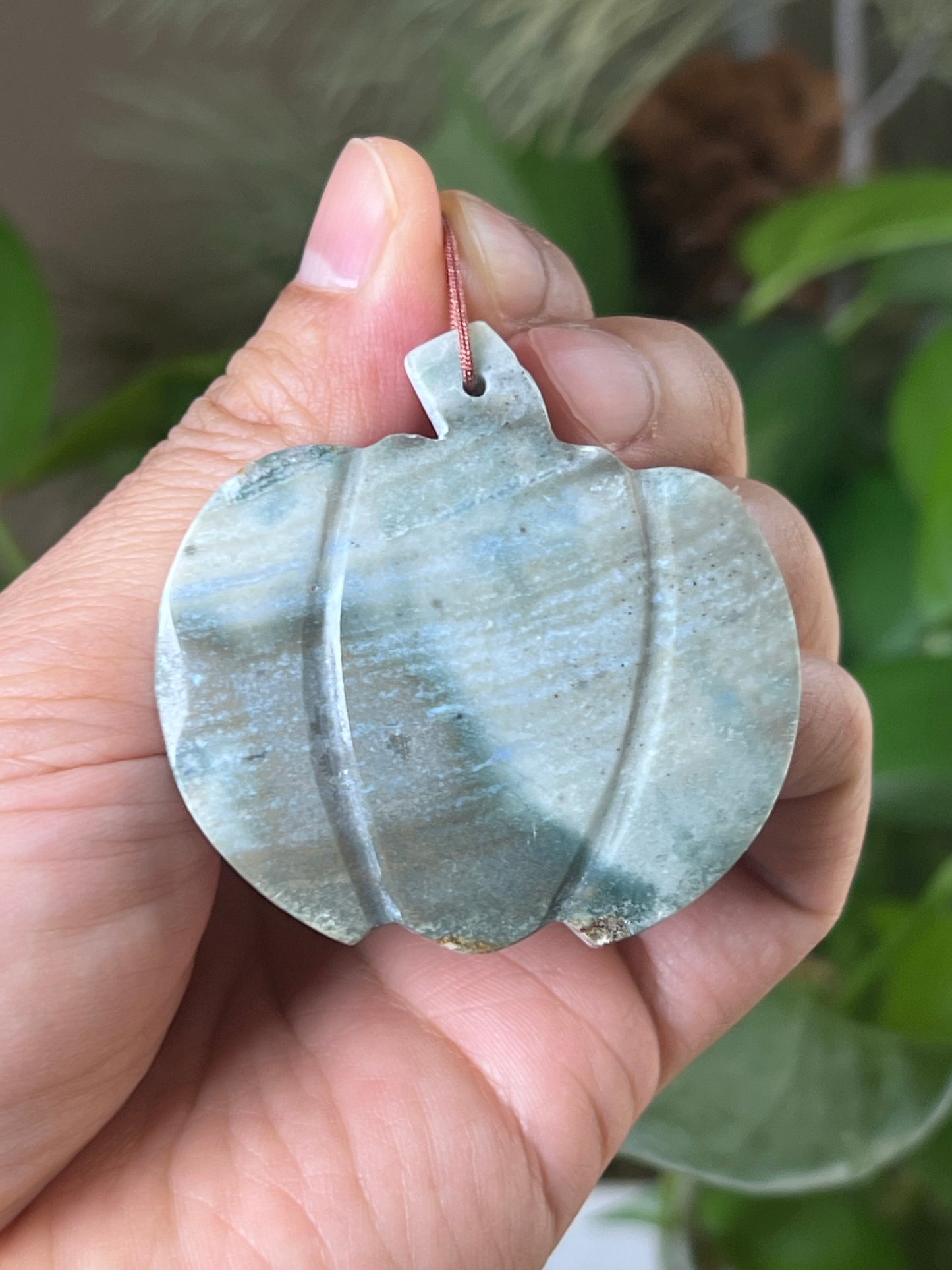 Blue Green Jasper Pumpin Ornament