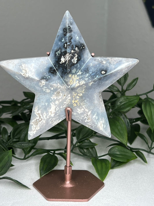 Blue Plume Agate Star