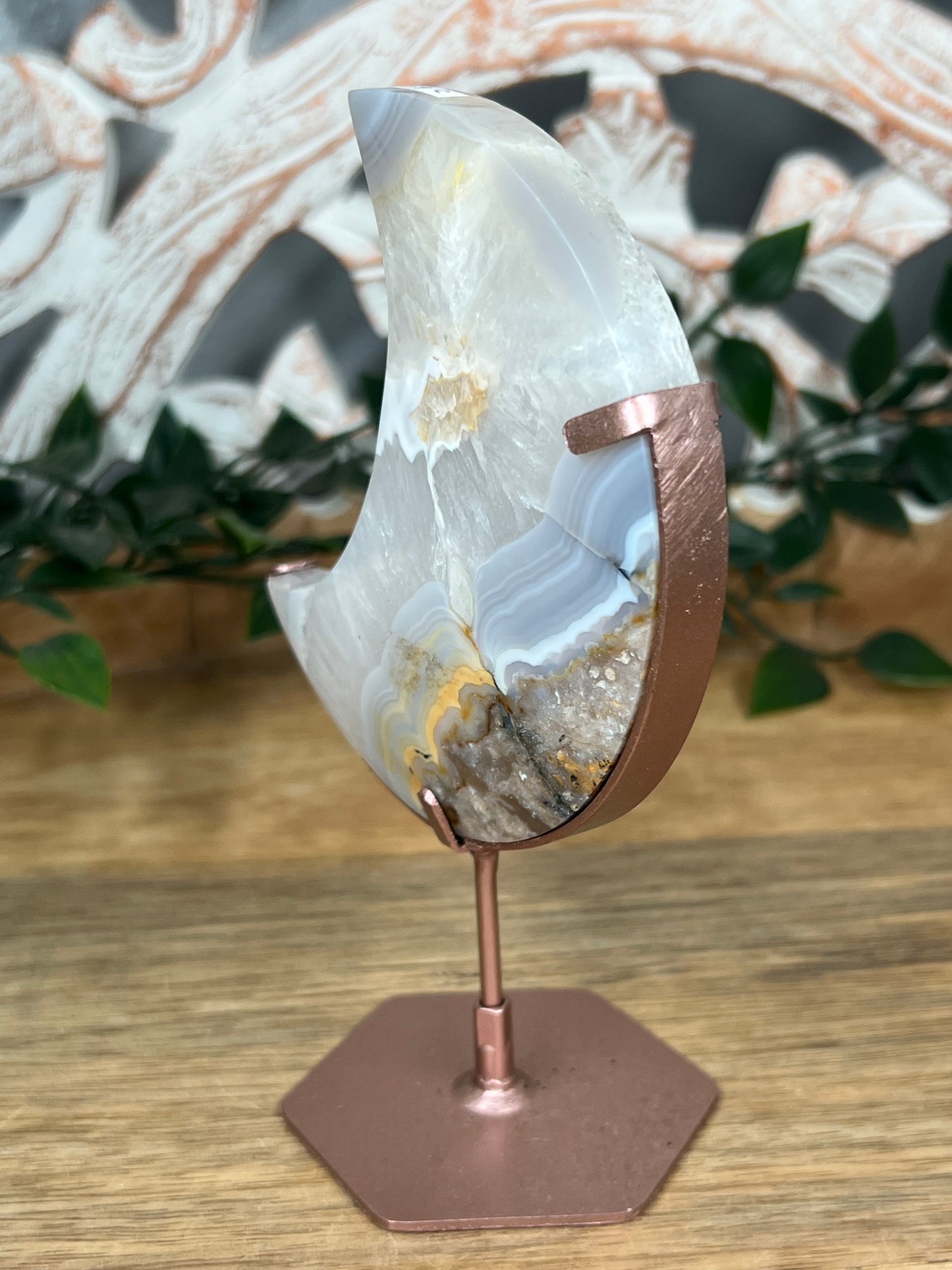 Blue Grey lace Agate Moon