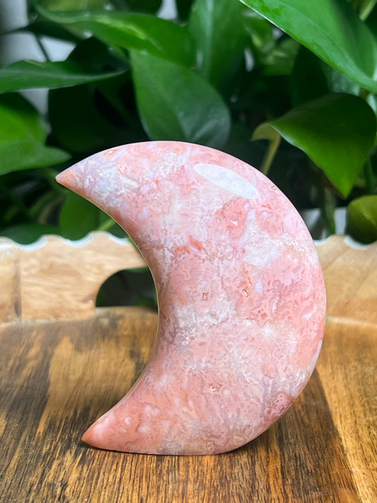 Pink Carnelian Self Standing Moon: PB