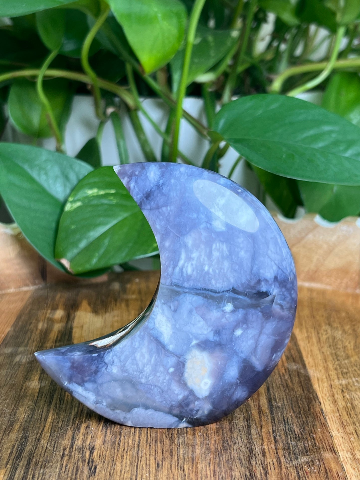 Purple Chalcedony Self-Standing Moon: AE