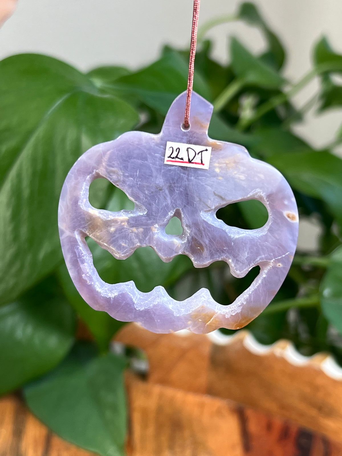 Purple Chalcedony Jack-O-Lantern Ornaments