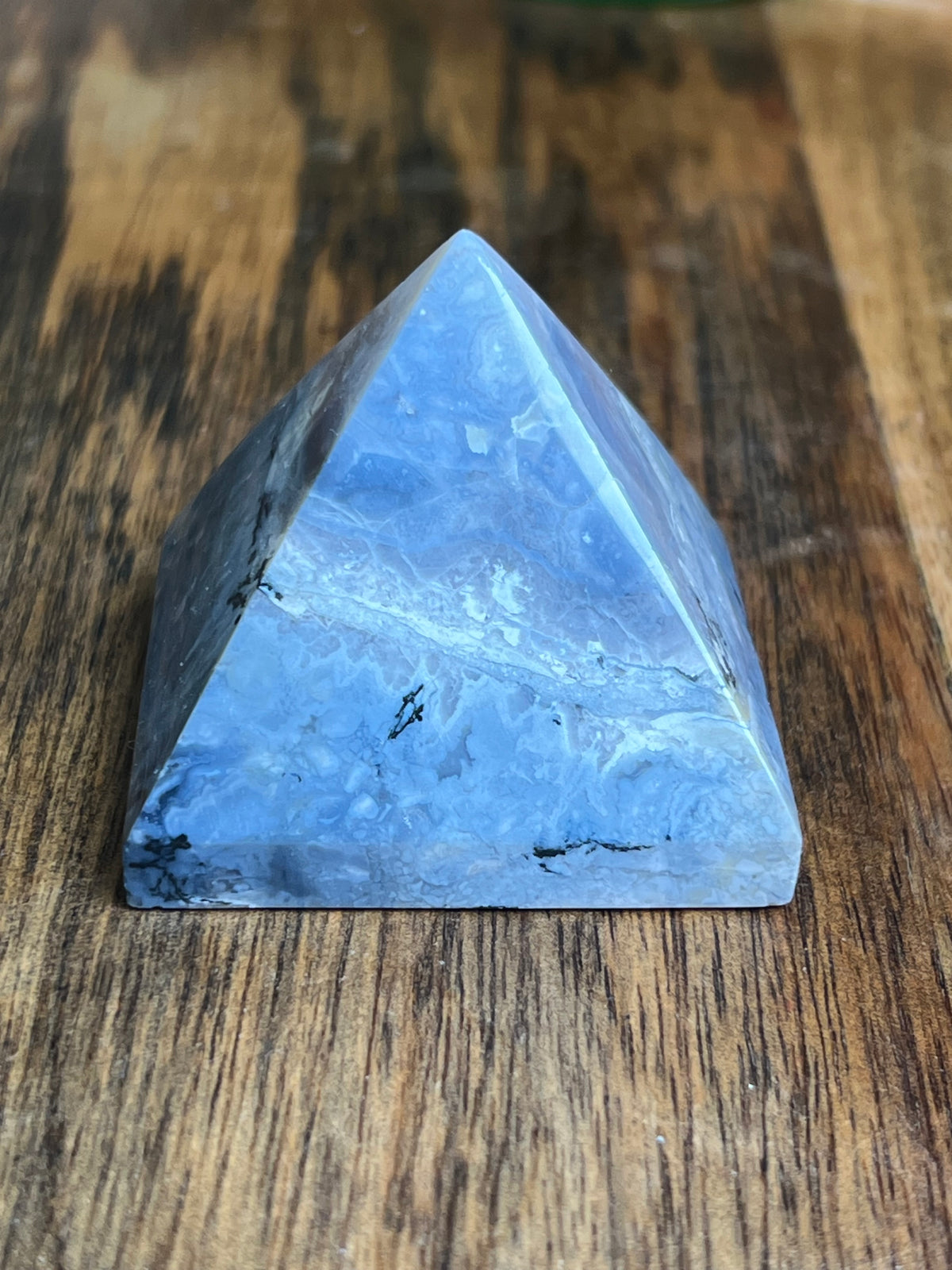 Blue Plume Agate Pyramid: PB