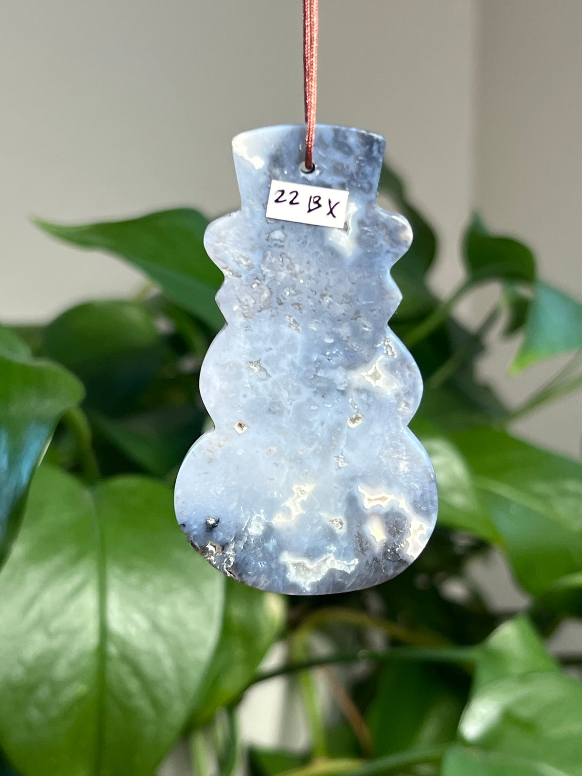 Blue Plume Agate Snowman Ornaments