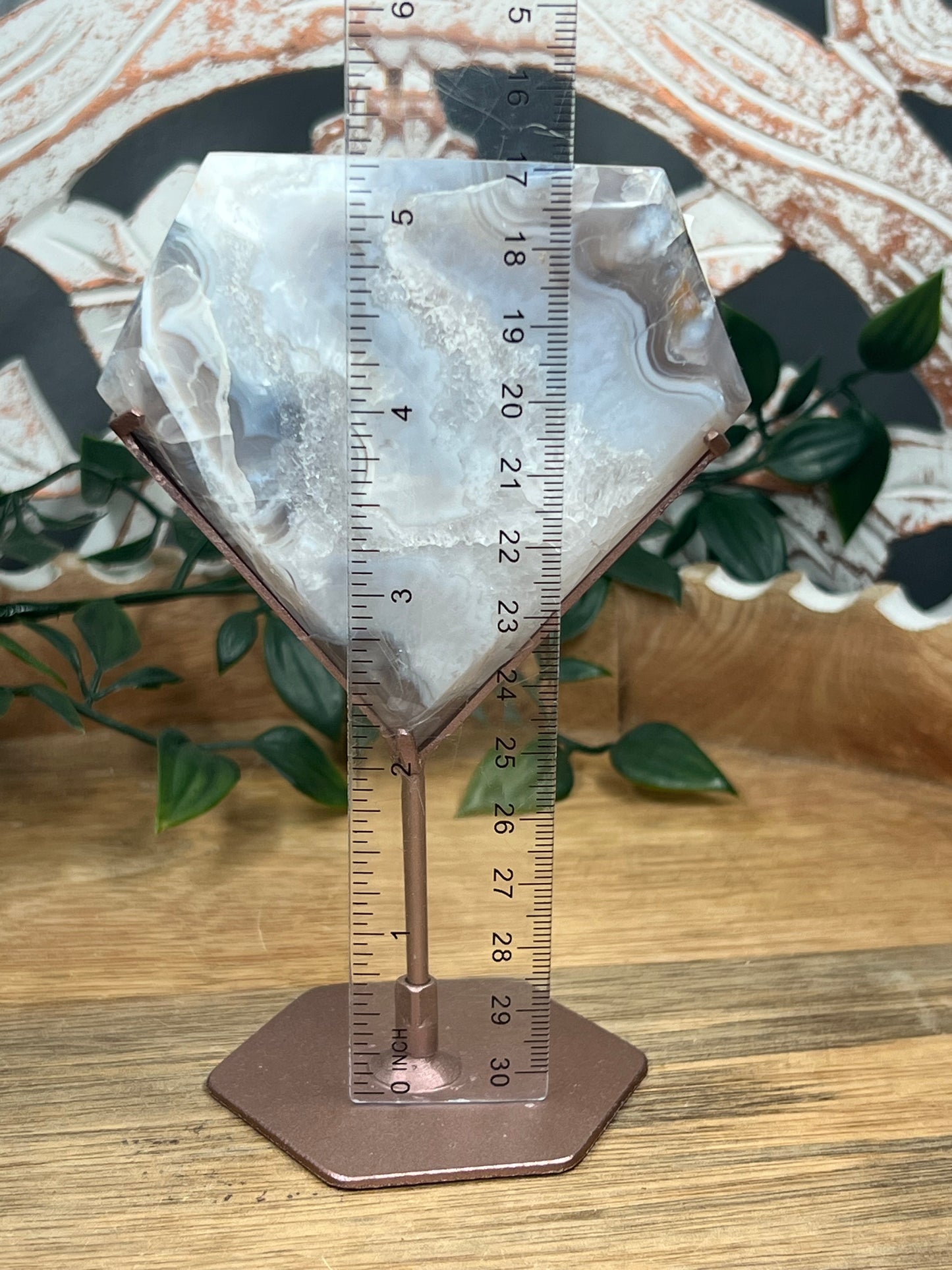 Blue Grey Lace Agate Diamond