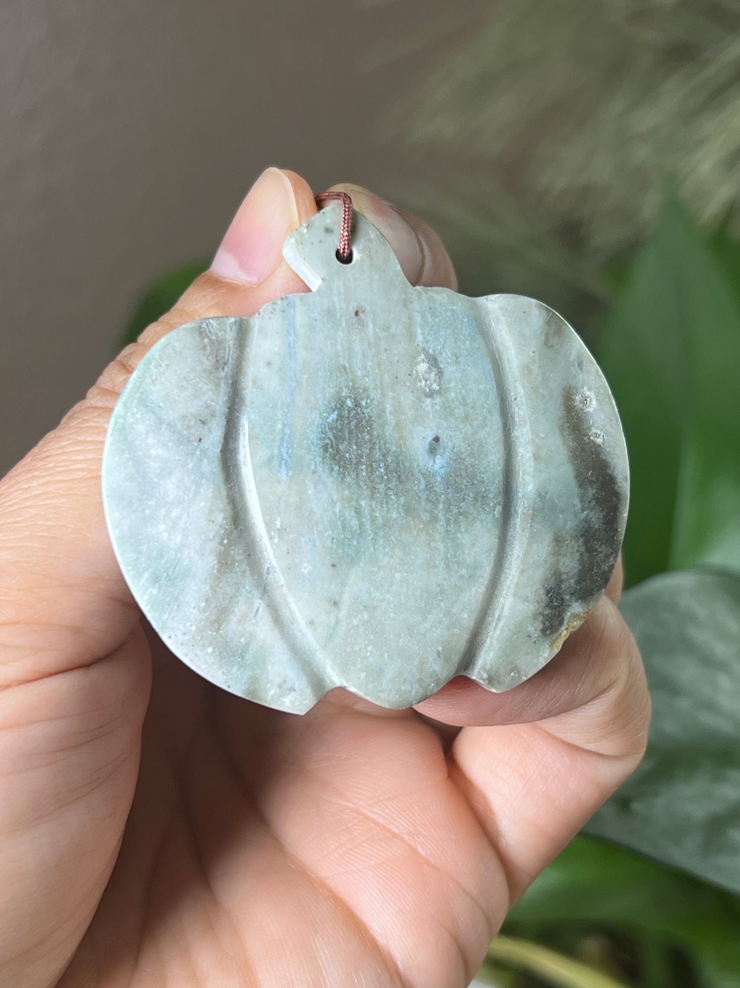 Blue Green Jasper Pumpkin Ornament