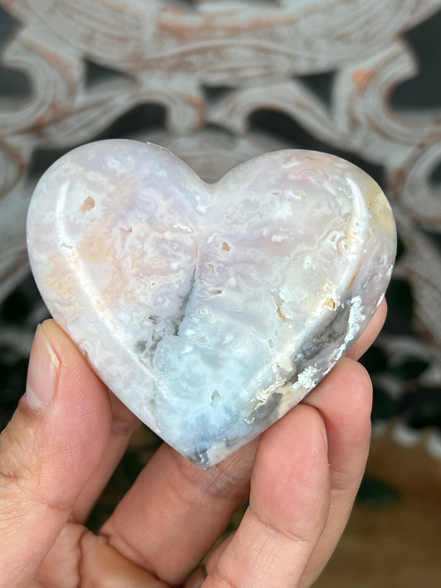 Rainbow Plume Agate Heart