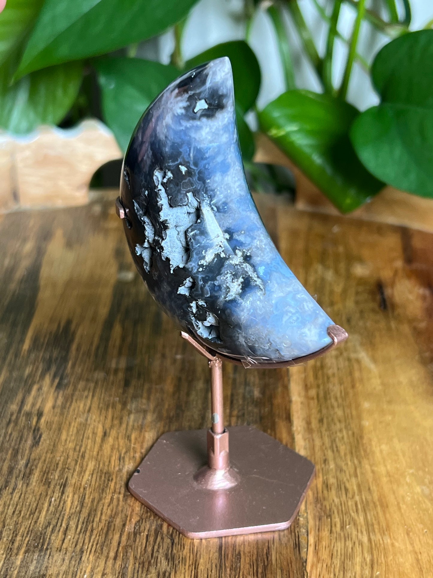 Blue Plume Agate Moon A