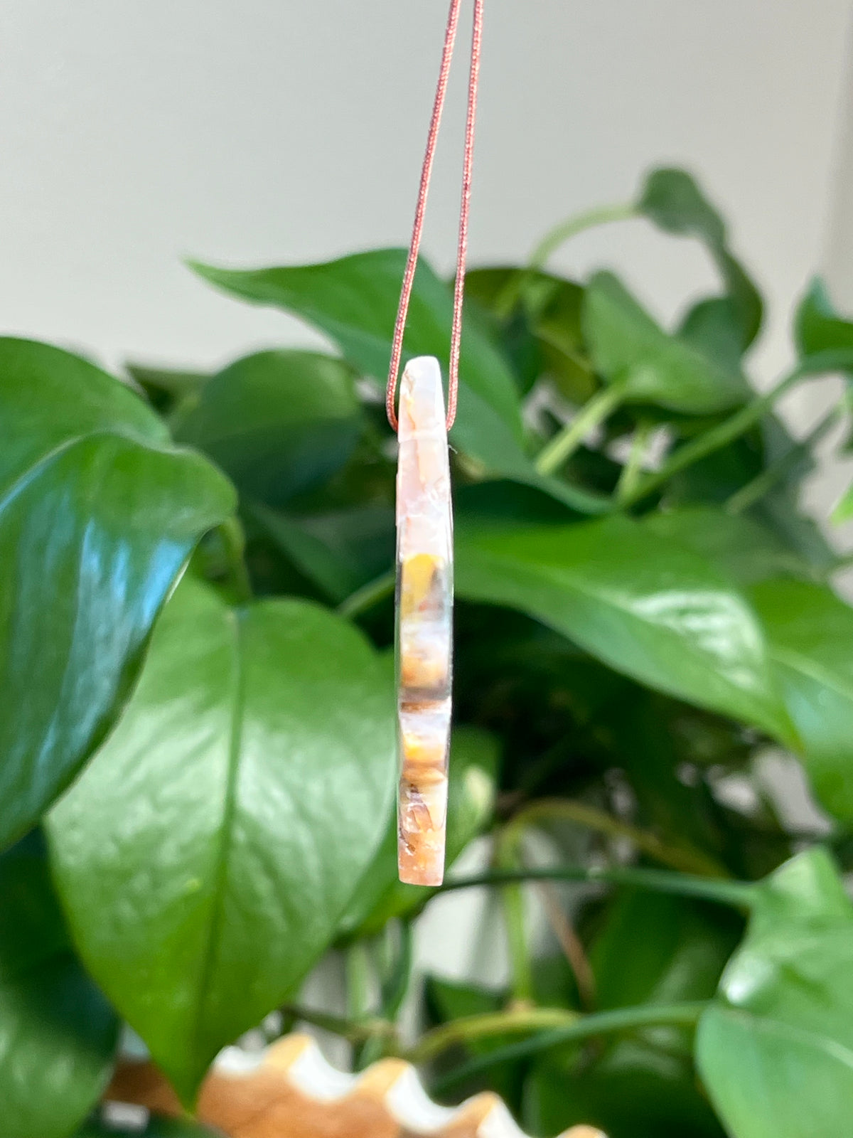 Rainbow Plume Agate Leaf Ornaments