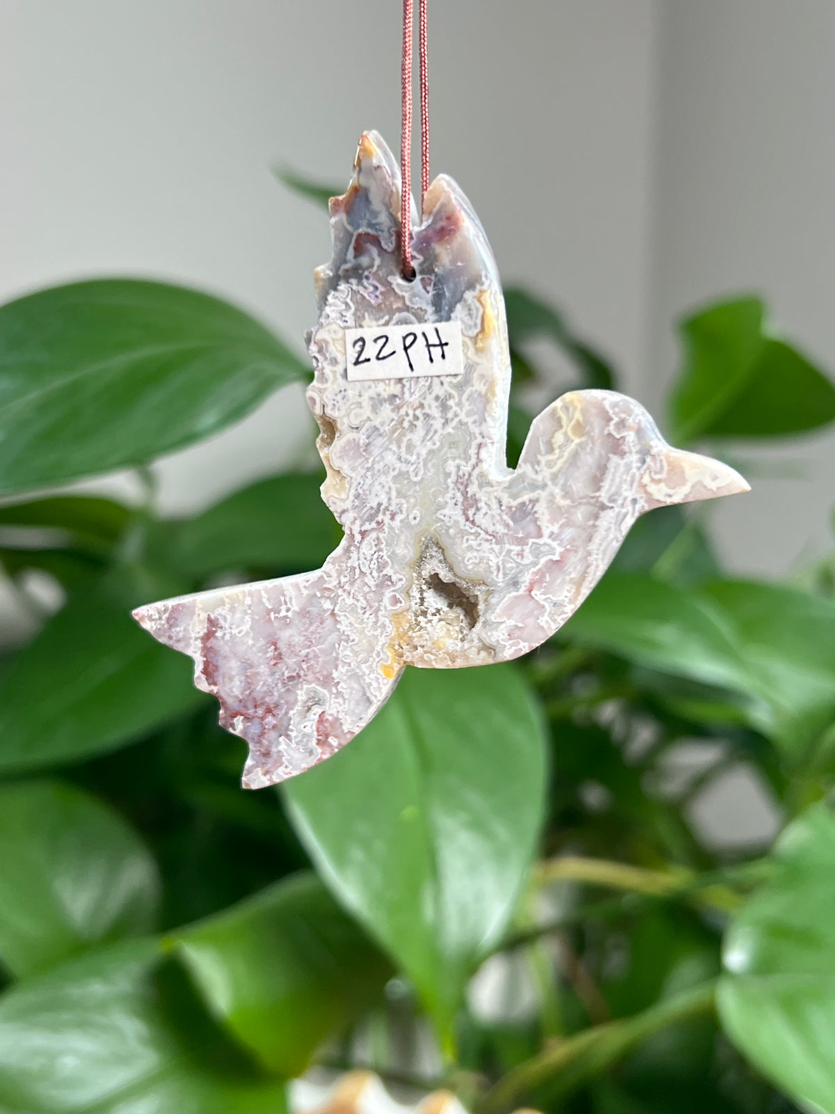 Sumatra Plume Agate Ornament Hummingbird: PH