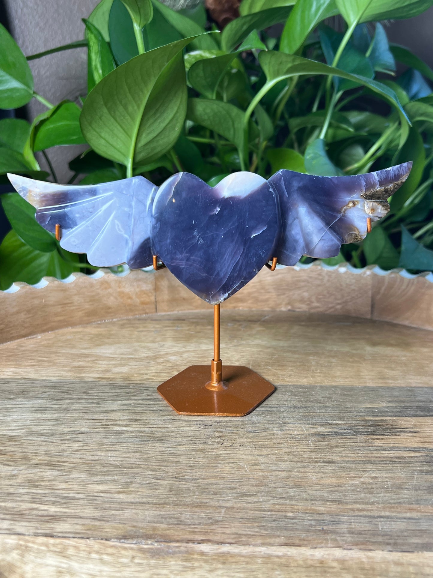 Purple Chalcedony Wing Heart