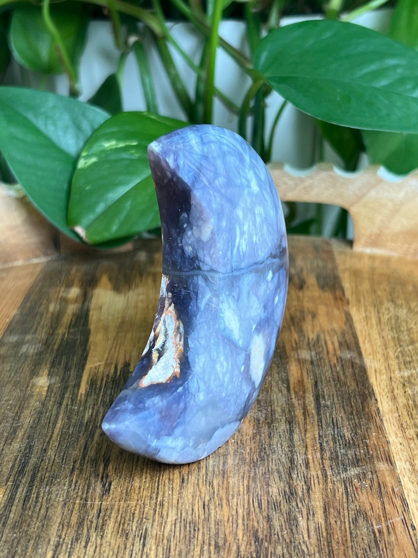 Purple Chalcedony Self-Standing Moon: AE