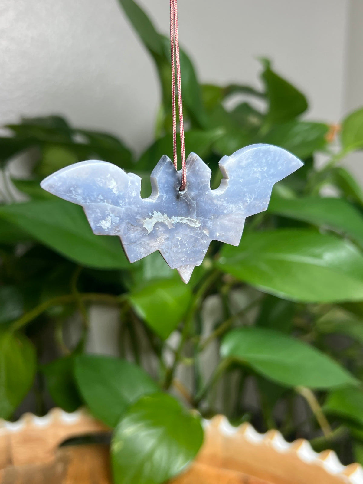 Blue Plume Agate Ornament Bat: DC