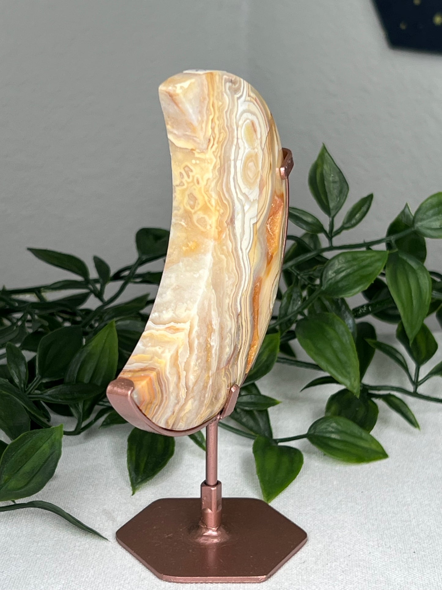 Yellow Crazy Lace Agate Moon
