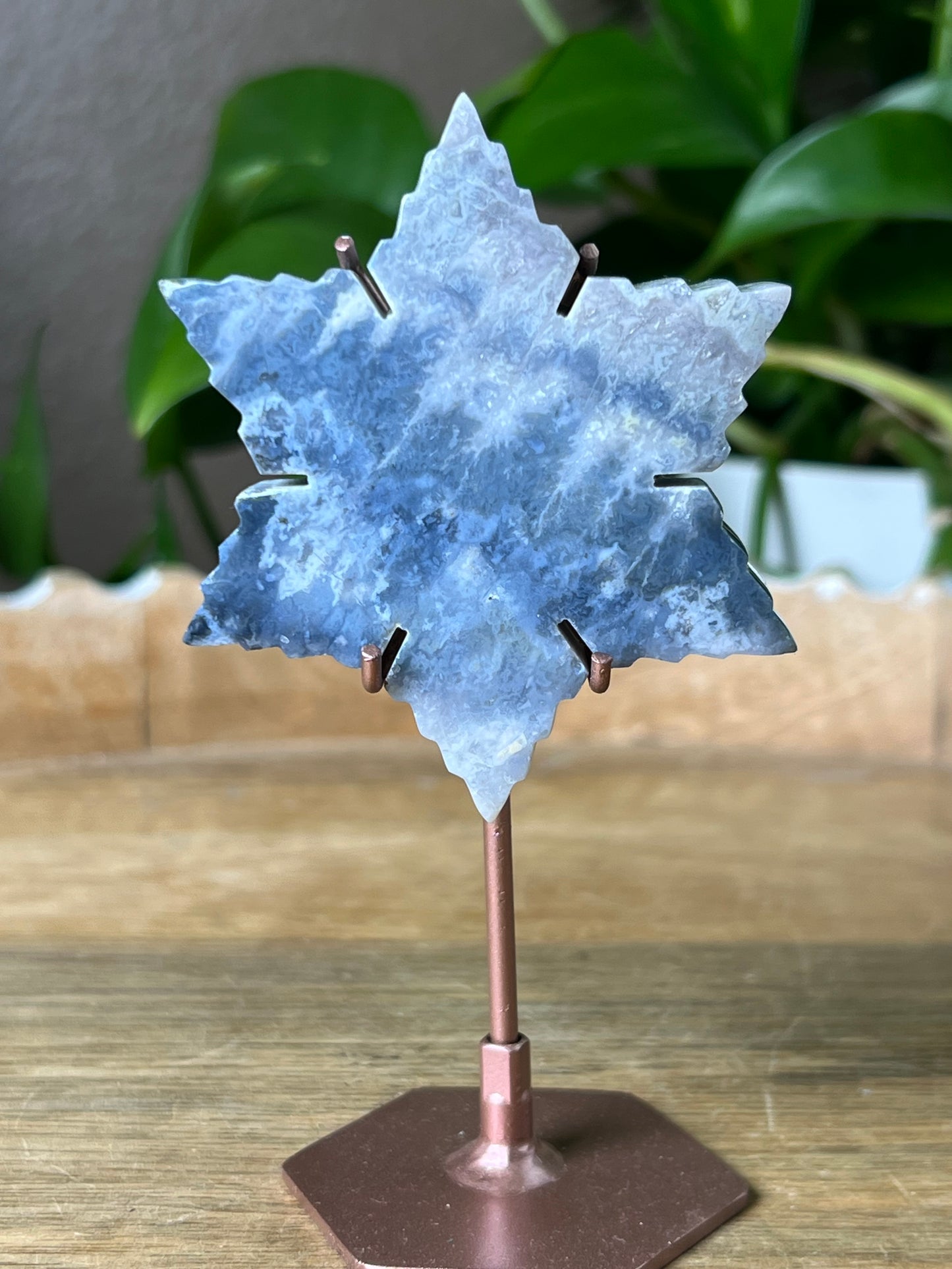 Blue Plume Agate Snowflake
