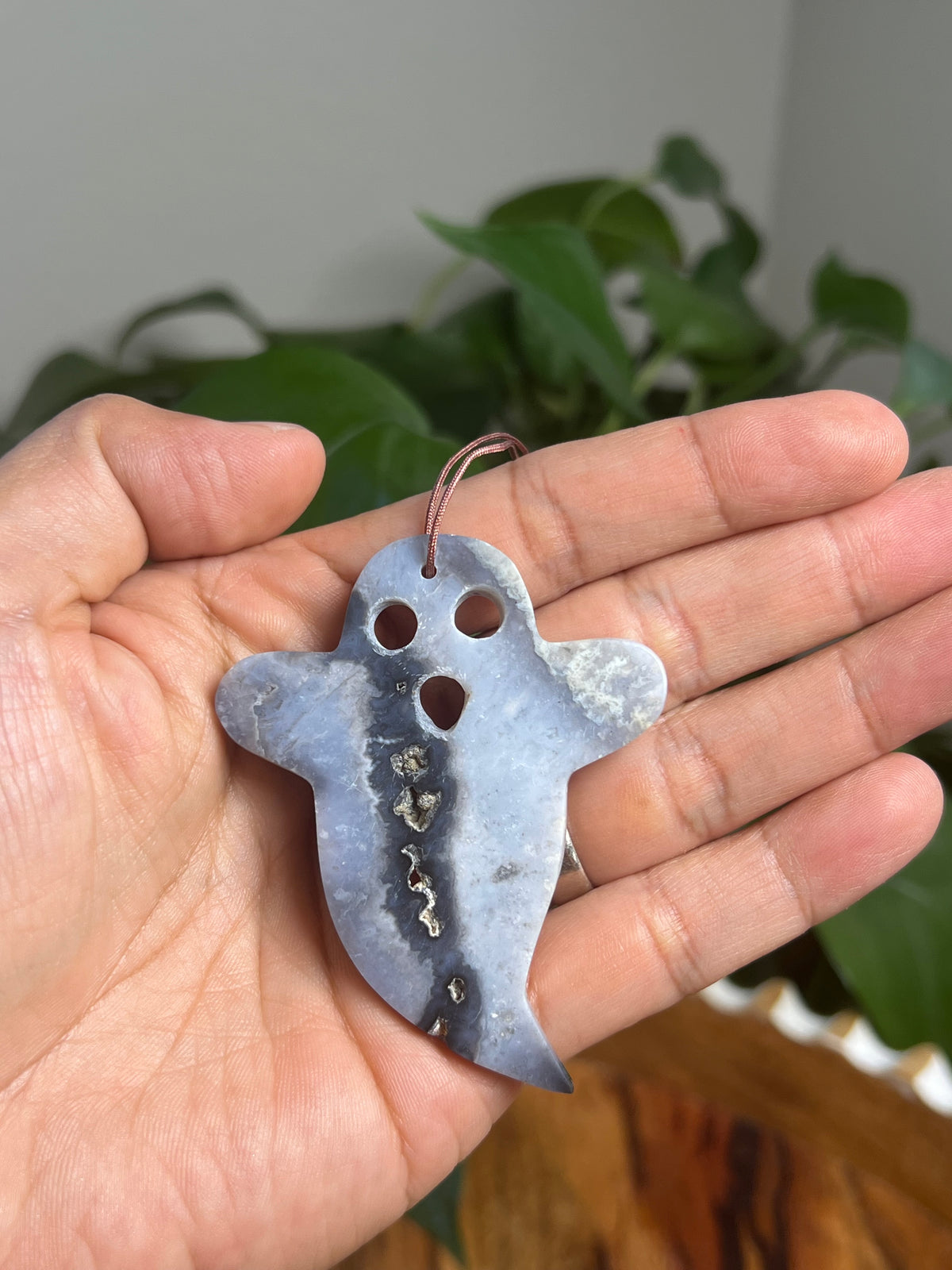 Blue Plume Agate Ghost Ornaments