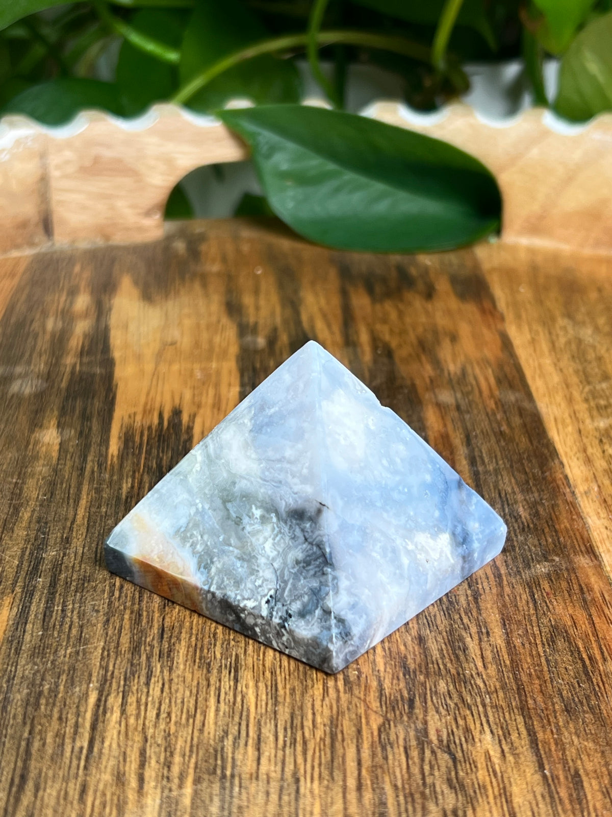 Blue Plume Agate Pyramid: PA