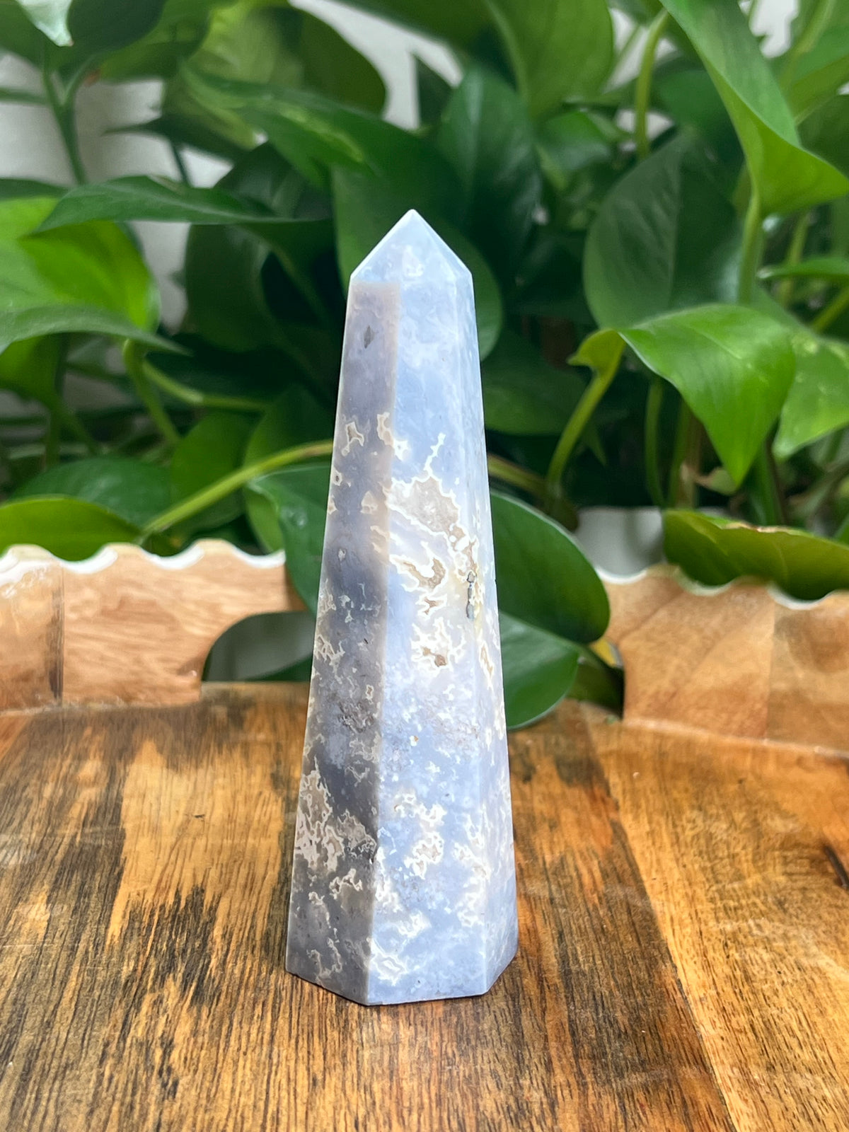Blue Plume Agate Tower: XS