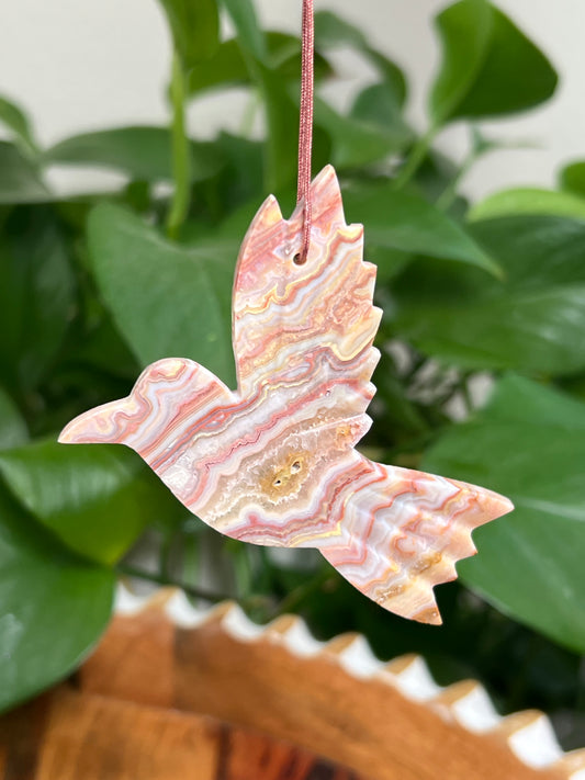 Crazy Lace Agate Ornament Hummingbird: D