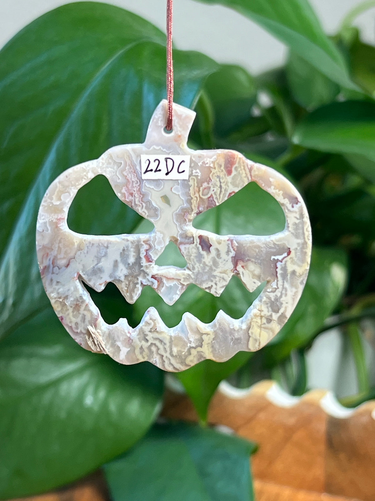 Sumatra Plume Agate Jack-O-Lantern Ornaments