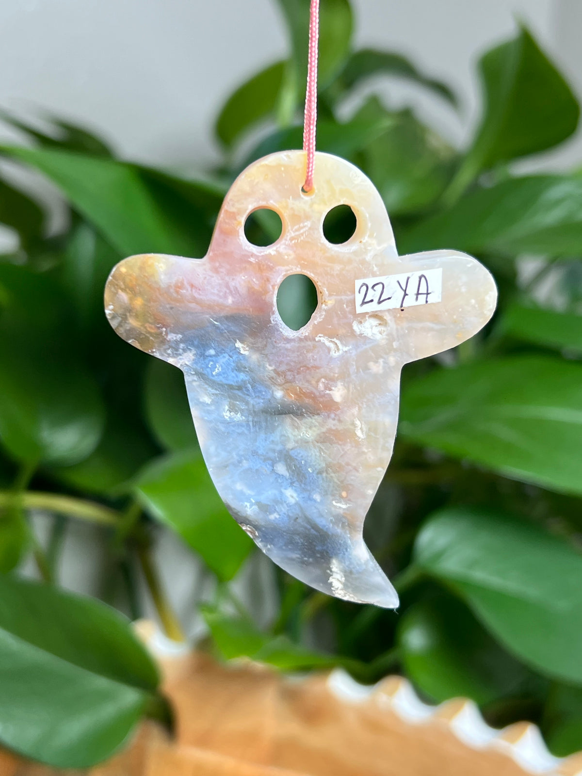 Rainbow Plume Agate Ornament Ghost: YA
