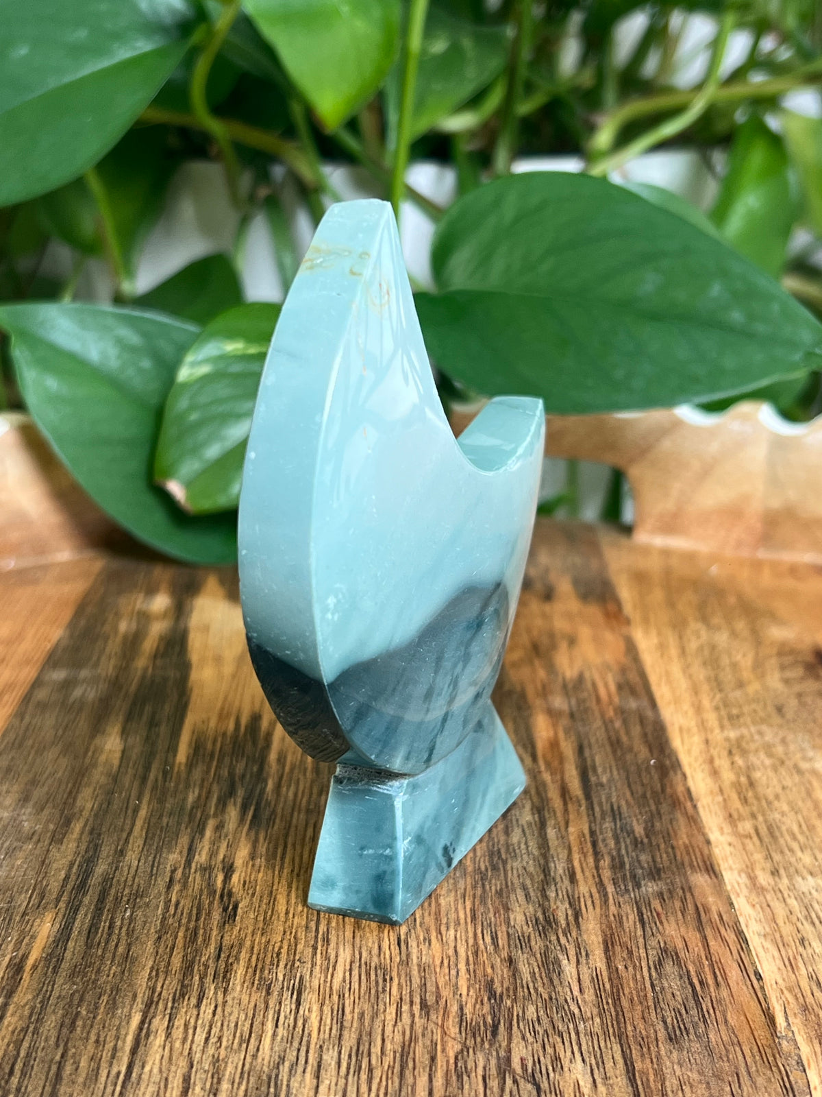 Blue Green Jasper Self-Standing Moon: AC