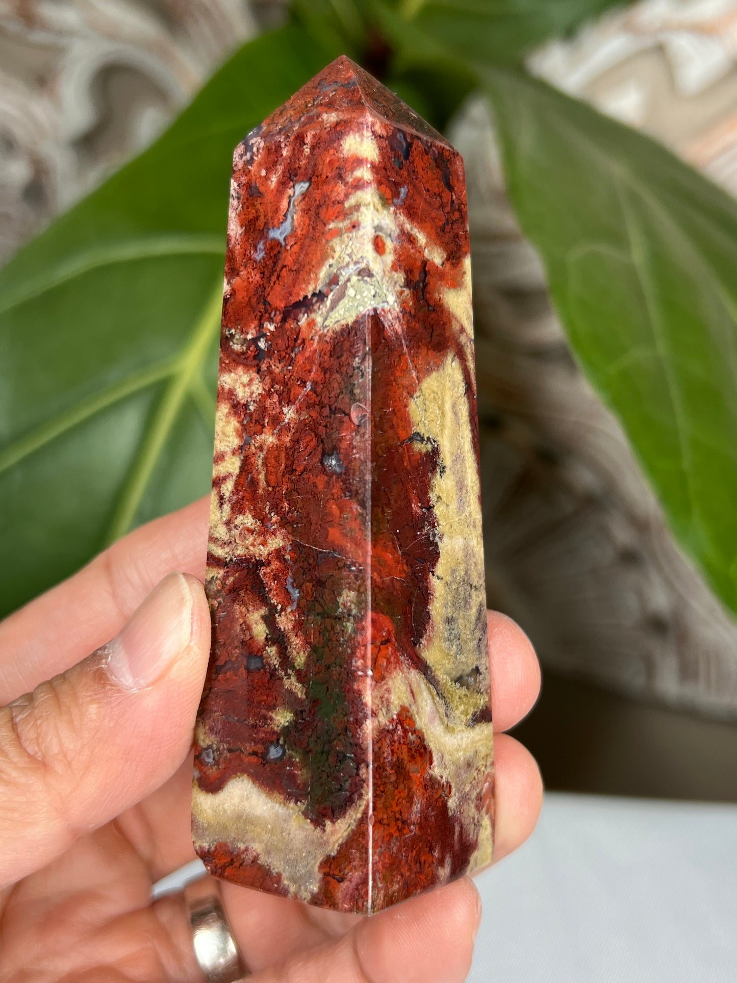 Red Moss Agate Tower